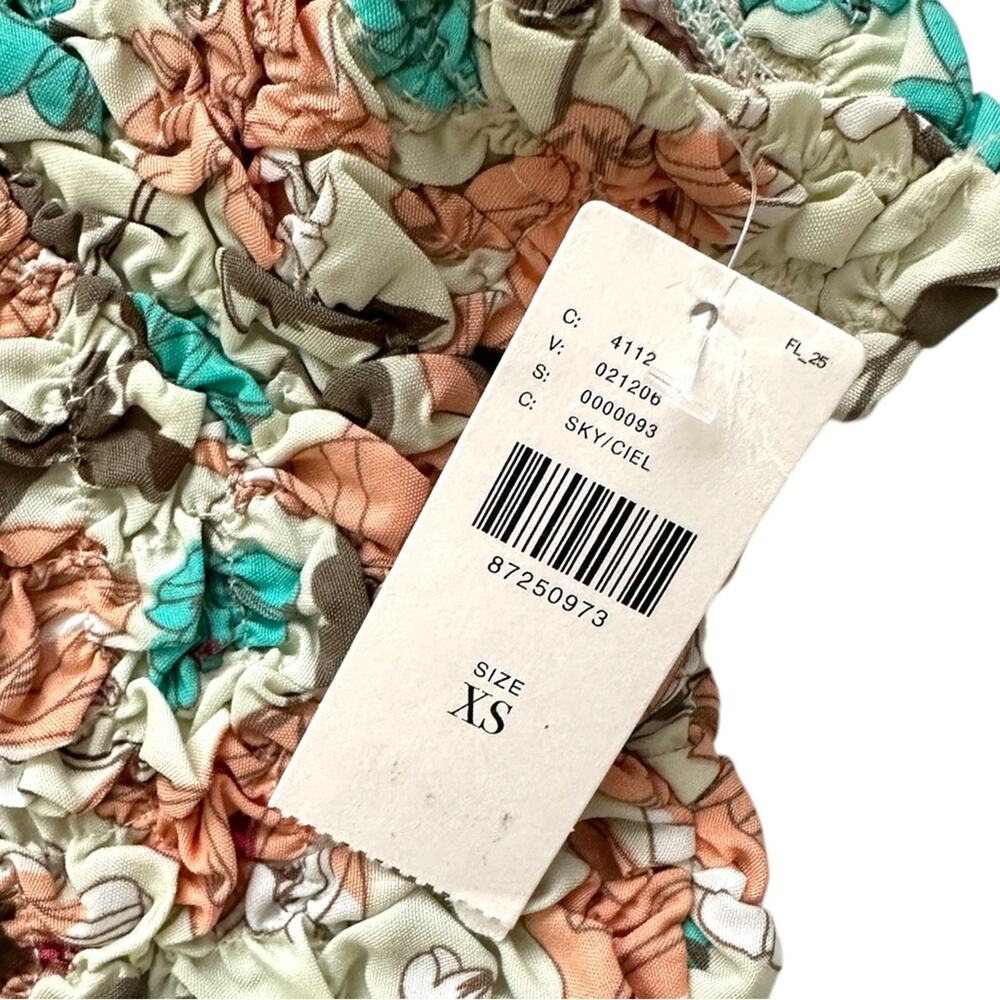 NWT Anthropologie DOLAN Turtleneck Top XS Printed Pebble Smocked - Picture 4 of 7